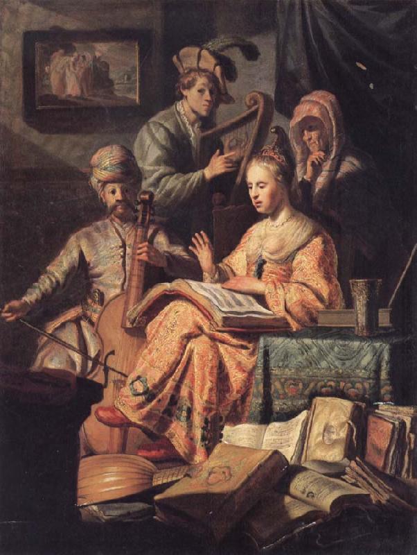 REMBRANDT Harmenszoon van Rijn Musical Company oil painting image